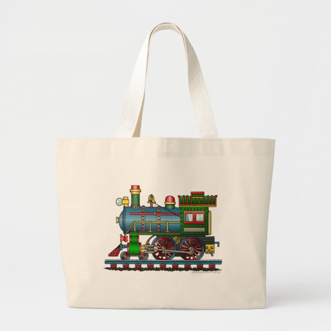 Train Steam Engine Choo Choo Bags/Totes Large Tote Bag (Front)