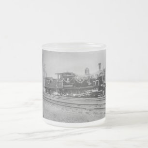train steam locomotive engine old railway railroad frosted glass coffee mug