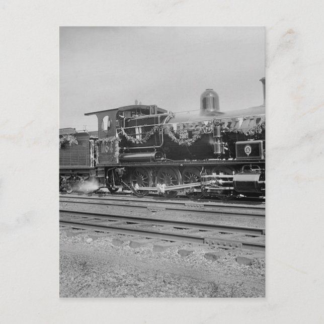 train steam locomotive engine old railway railroad postcard (Front)