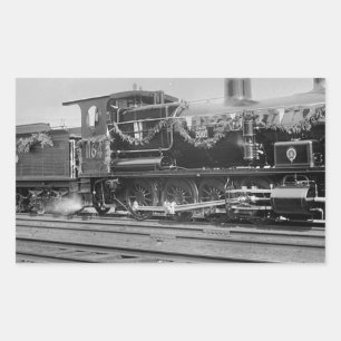 train steam locomotive engine old railway railroad rectangular sticker