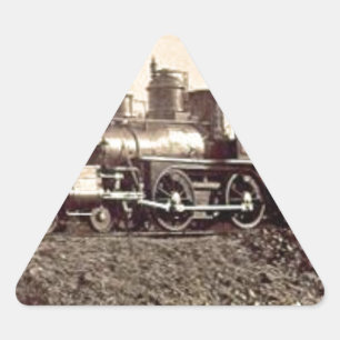 train steam rail engine railway old vintage triangle sticker