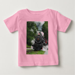 train steam rail railway station engine rails art baby T-Shirt