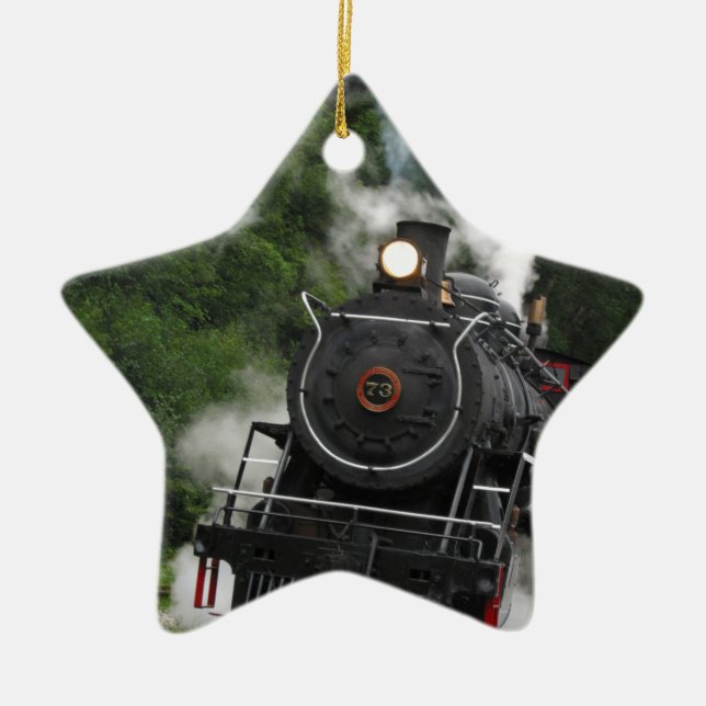 train steam rail railway station engine rails art ceramic tree decoration (Front)