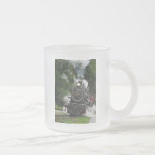 train steam rail railway station engine rails art frosted glass coffee mug