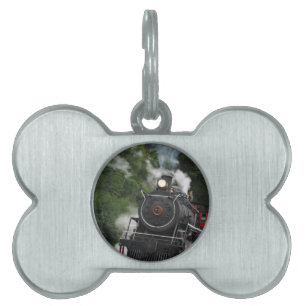 train steam rail railway station engine rails art pet name tag