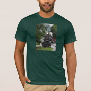 train steam rail railway station engine rails art T-Shirt