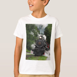 train steam rail railway station engine rails art T-Shirt