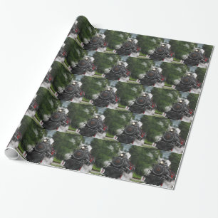 train steam rail railway station engine rails art wrapping paper
