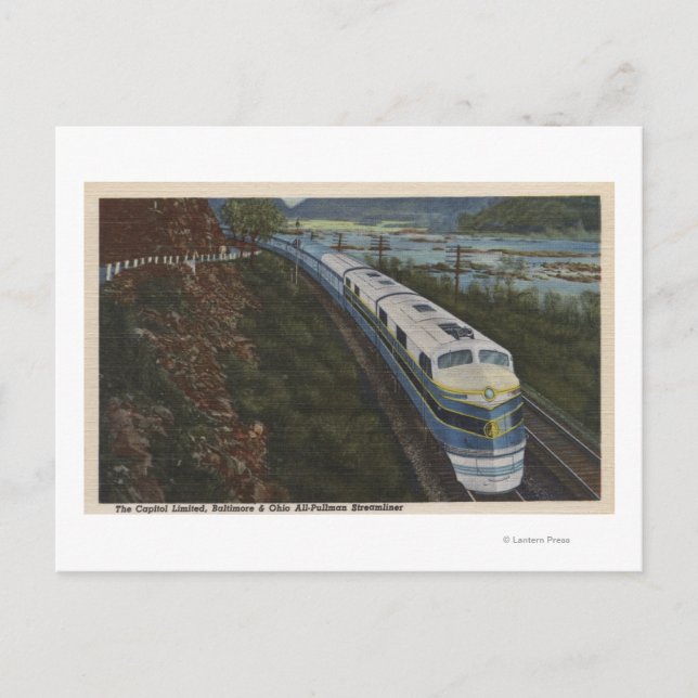 Train- Streamlining through Potomac Postcard (Front)