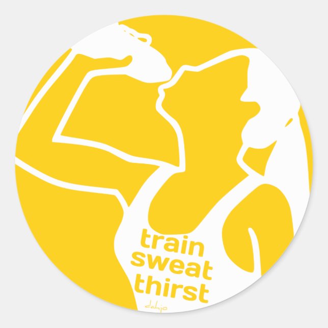TRAIN SWEAT THIRST (F) yellow Classic Round Sticker (Front)