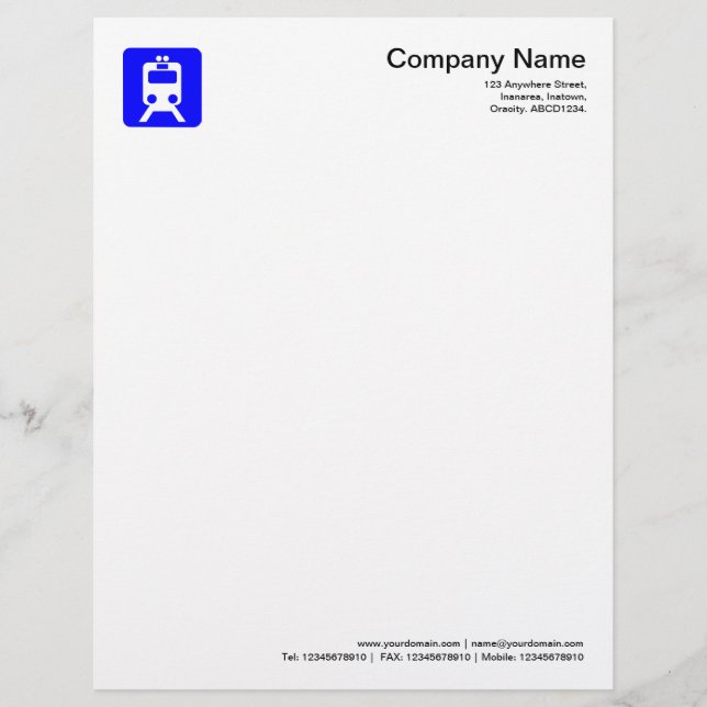 Train Symbol - Blue Letterhead Template (Front)
