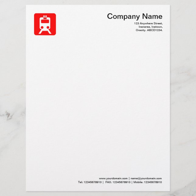 Train Symbol - Red Custom Letterhead (Front)