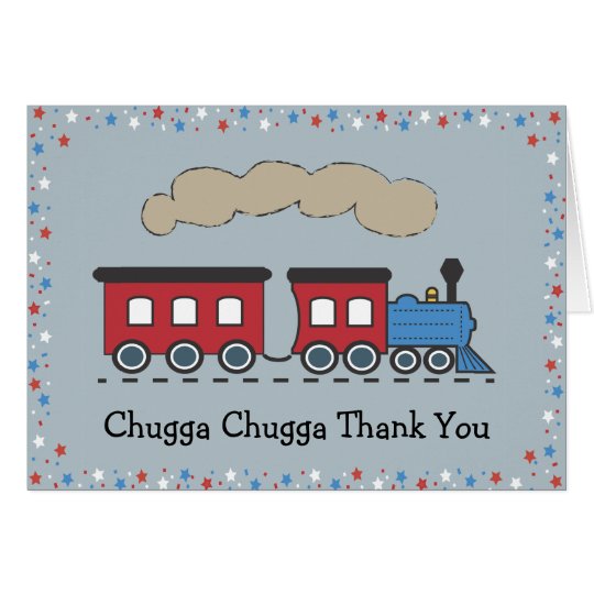 Train Thank You Card - Red, White & Blue