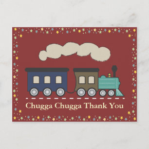 Train Thank You Postcard - Red