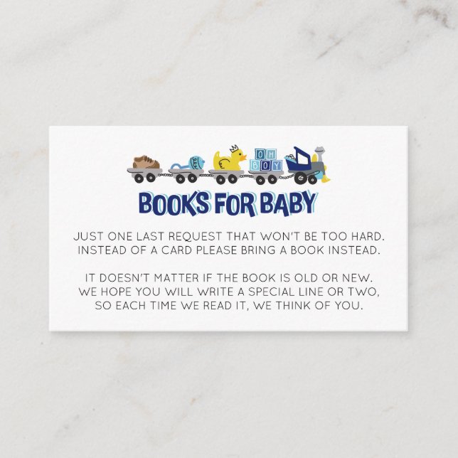 Train Theme Shower Book for Baby Enclosure Card (Front)