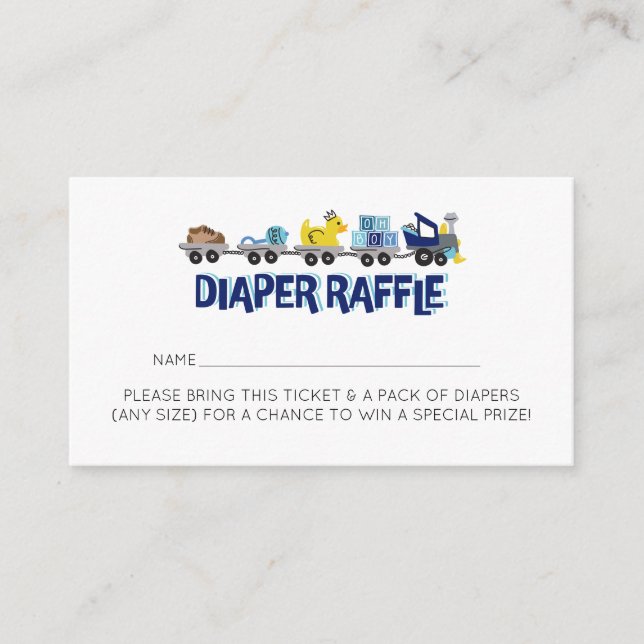 Train Theme Shower Diaper Raffle Enclosure Card (Front)