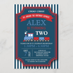 Train themed birthday party invitation