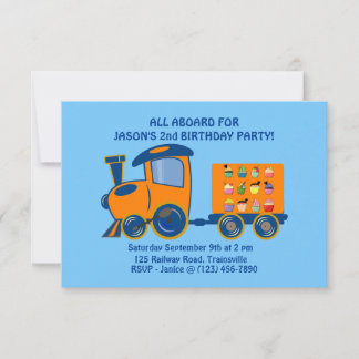 Train themed Boy's birthday invitation