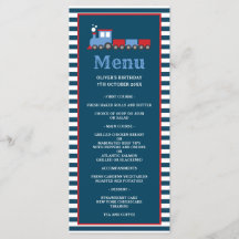 Train themed party birthday menu