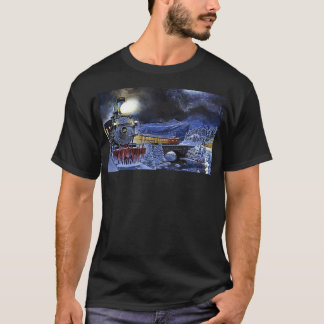 Train Through Winter Mountain Town T-Shirt