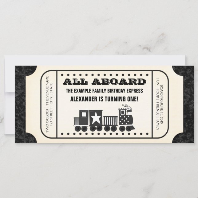 Train Ticket Birthday Party Invitation (Front)