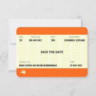 Train Ticket Inspired | LGBTQ+ Save the Date Invitation
