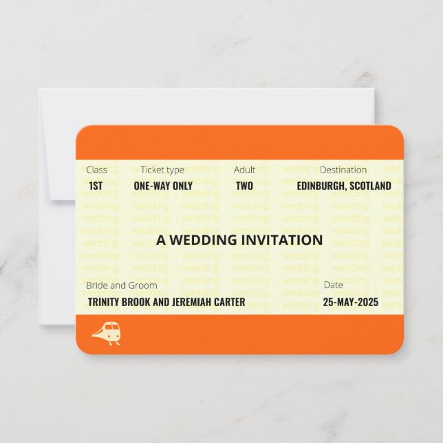 Train Ticket Inspired | Wedding Invitation (Front)