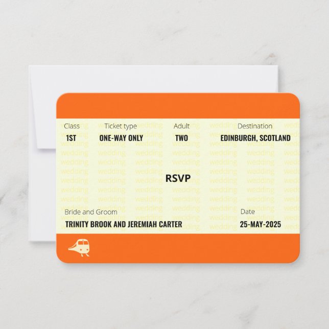 Train Ticket Inspired | Wedding RSVP (Front)