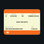 Train Ticket Inspired | Wedding Save the Date Invitation<br><div class="desc">Here is a wedding invitation designed especially for train enthusiasts in the style of an iconic British train ticket. Add your own wedding details for a truly unique wedding save the date invitation.</div>