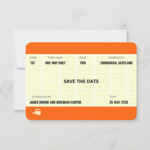 Train Ticket Inspired   Wedding Save the Date Invitation