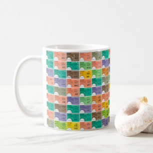 Train ticket montage coffee mug