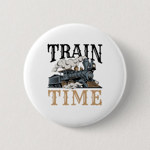 Train Time Model Railroad Railway Hobbyist 6 Cm Round Badge