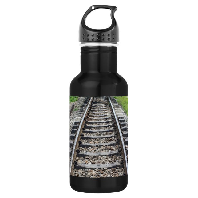 Train Tracks Along Grass Closeup 532 Ml Water Bottle (Front)