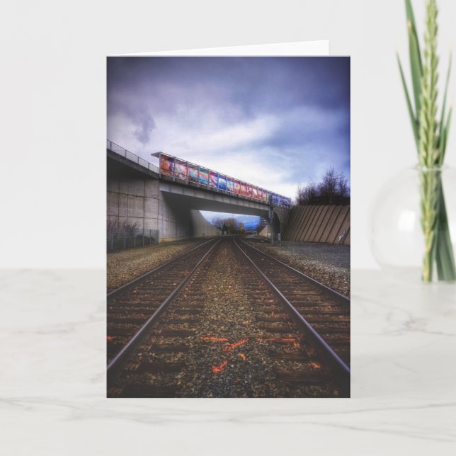 Train Tracks in Seattle Card (Front)