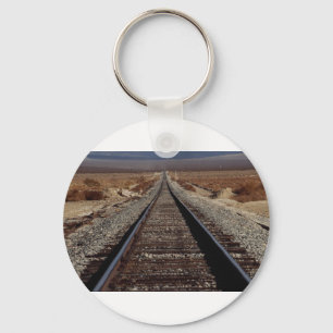 Train tracks, Mojave Desert, California, U.S.A. Key Ring