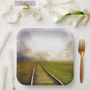 Train Tracks Paper Plate