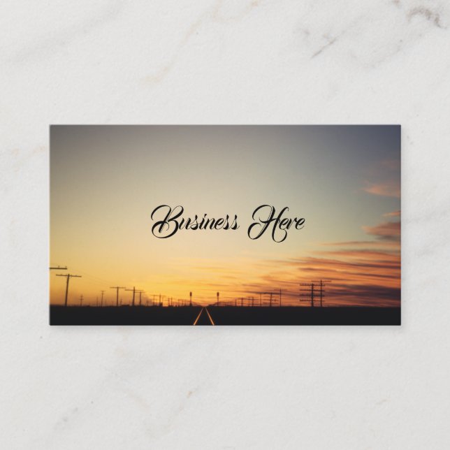 Train Tracks Sunset Landscape Path Business Card (Front)