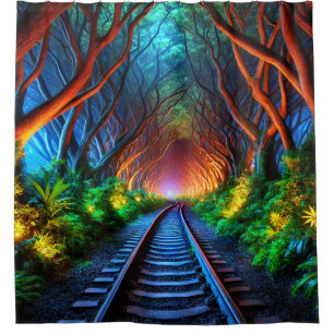 Train Tracks Tunnel Shower Curtain
