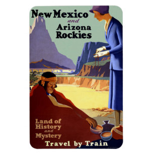 Train Travel New Mexico Arizona Holiday Magnet
