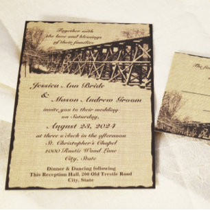 Train Trestle Rustic Wedding Invitation