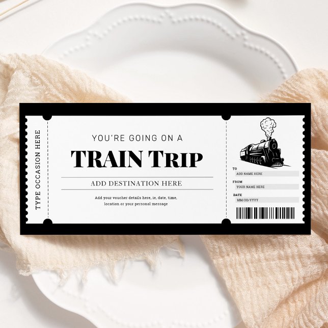 Train Trip Boarding Pass Gift Ticket Voucher Invitation (Creator Uploaded)