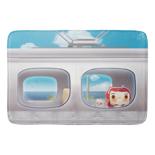Train Trip with Cat Bath Mat (Front)