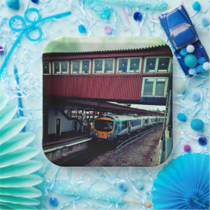 Train under the bridge paper plate