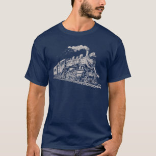 Train Vintage Graphic Design Sketch Retro Steam  T-Shirt