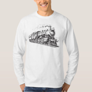 Train Vintage Graphic Design Sketch Retro Steam T-Shirt