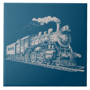 Train Vintage Graphic Design Sketch Retro Steam  Tile
