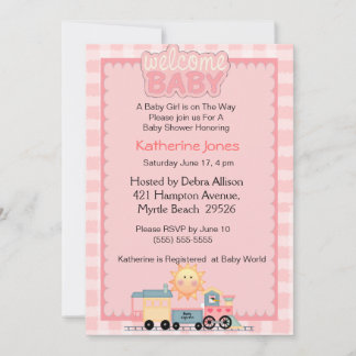 Train Welcome Baby Shower Invitation