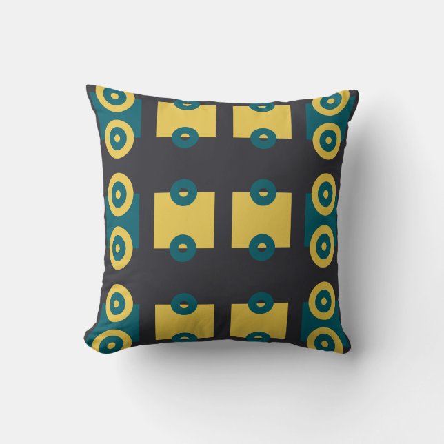 Train wheels simplified dark teal modern cushion (Front)