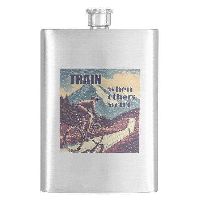 Train When Others Won't Cycling Hip Flask (Front)