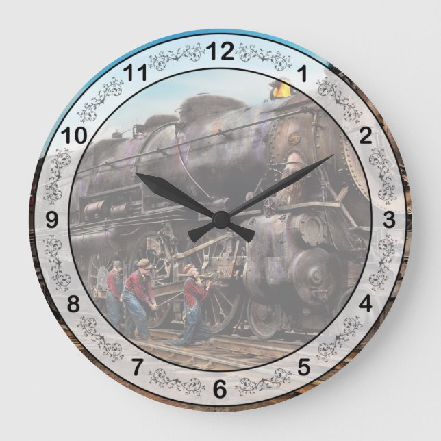 Train - Working on the railroad 1930 Large Clock (Front)